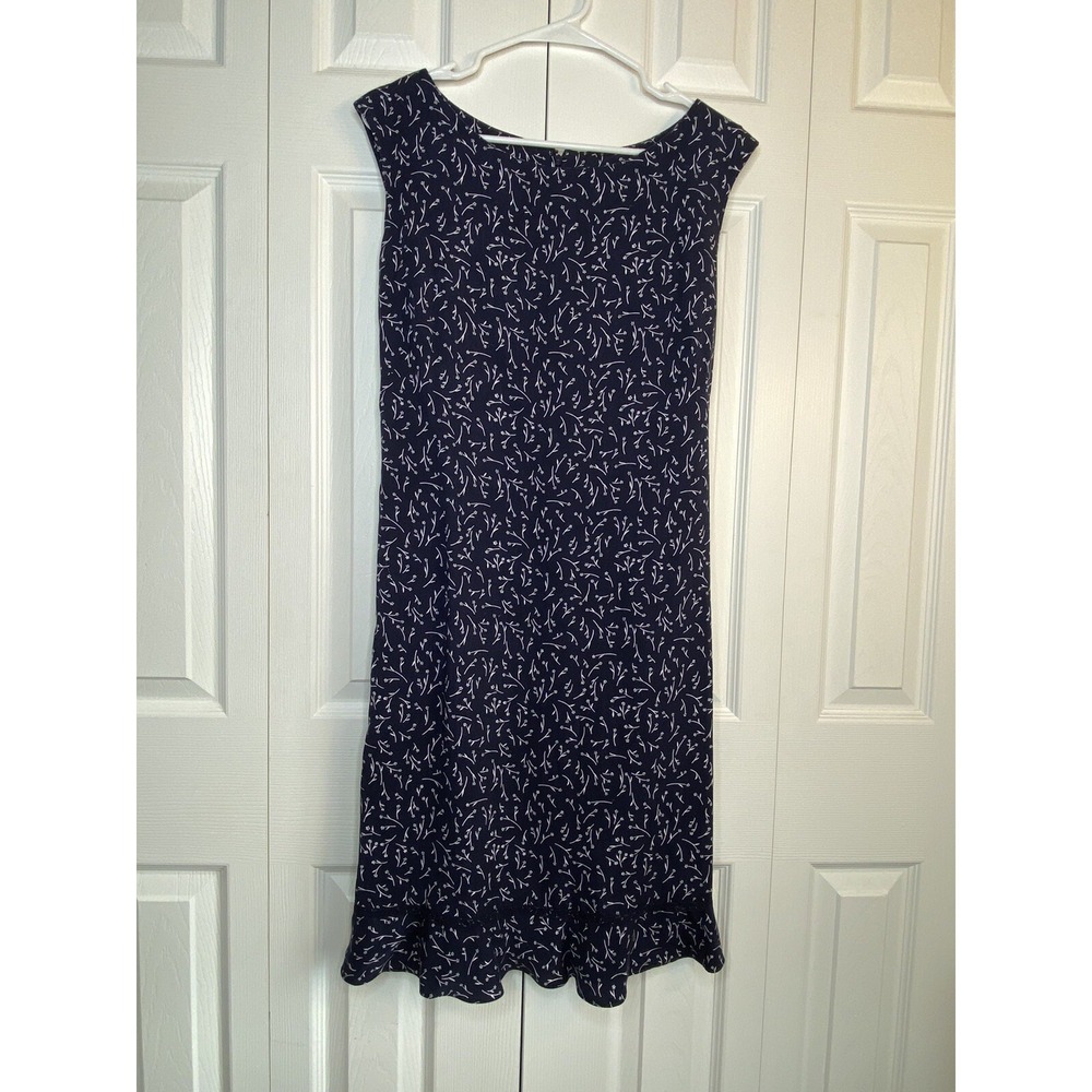 Liz Claiborne Dress Shift Tencel Fabric Lizsport Ruffled Hem Floral Sz 8 NOS
